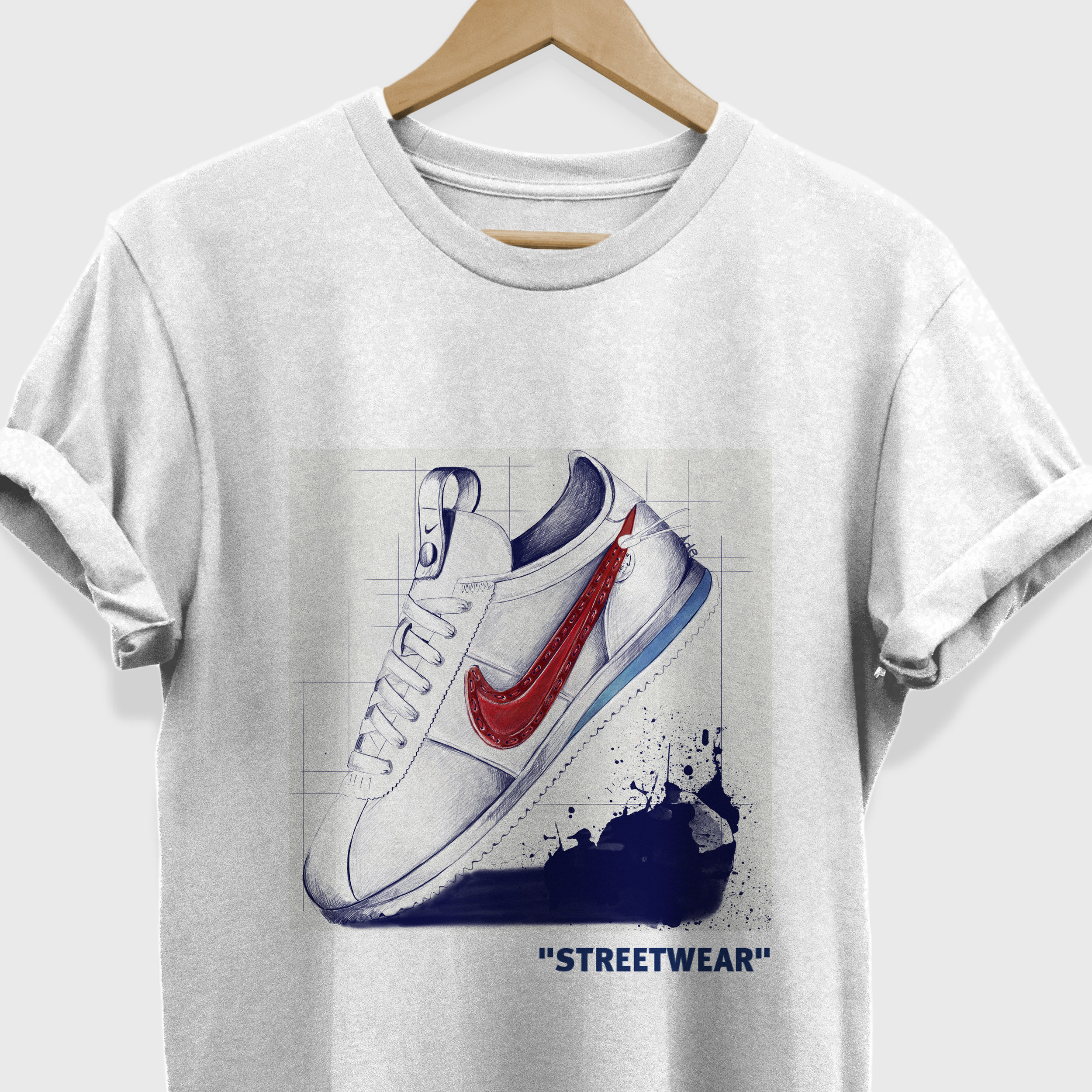 white tees and nike cortez