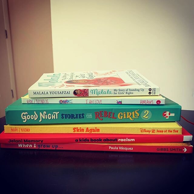 Some of the inclusive children&rsquo;s books we own (working on more) and that I&rsquo;d recommend especially as you teach your kids about race and racism as well as during this #pridemonth . Any questions about any of these and what they&rsquo;re ab