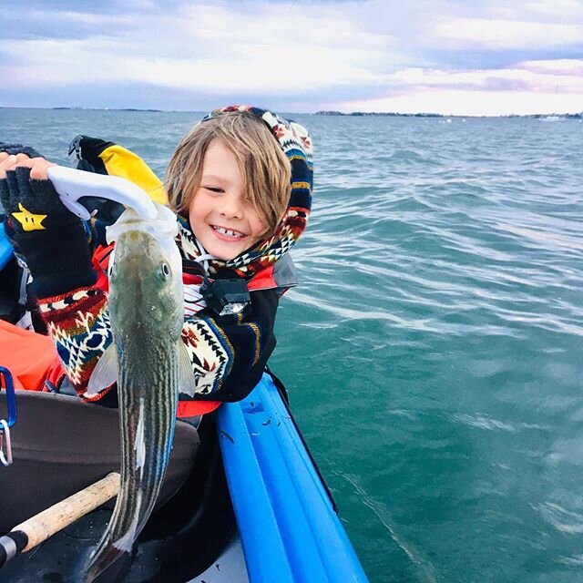 Weekend Recap: Catch and release joy! 🎣 🐟 🌊 🛶 #childhoodmemories #joyfilled #stripedbass #stripedbassfishing #striperseason #kayakfishing #sociallydistant #saltylife #kayakingadventures #kayakbassfishing #permissiontoplay