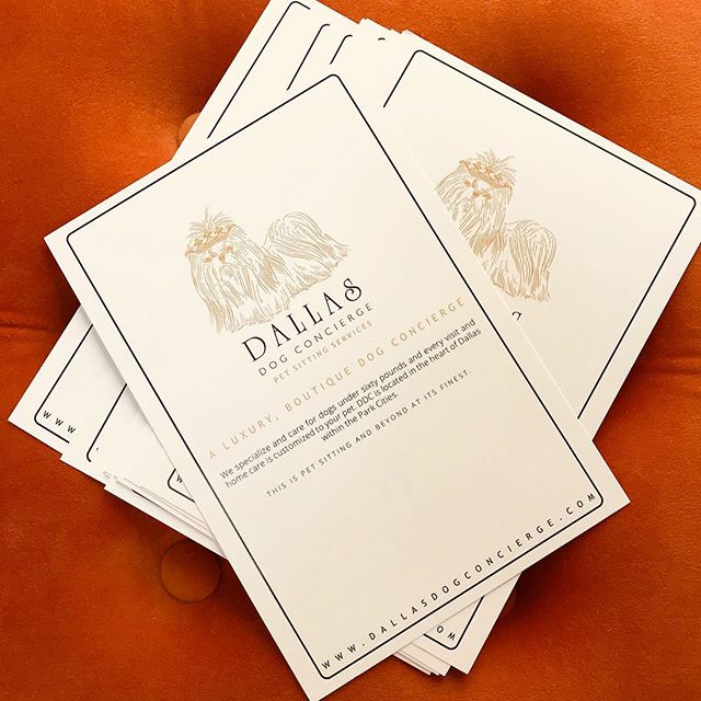 Loving our new flyers! #Dallasdogconcierge is proud to be servicing the #parkcities and surrounding areas. #parkcitiespeople @d_magazine #prestonhollow #petsofinstagram #dallasdogs #highlandpark #petsitter #petsitting