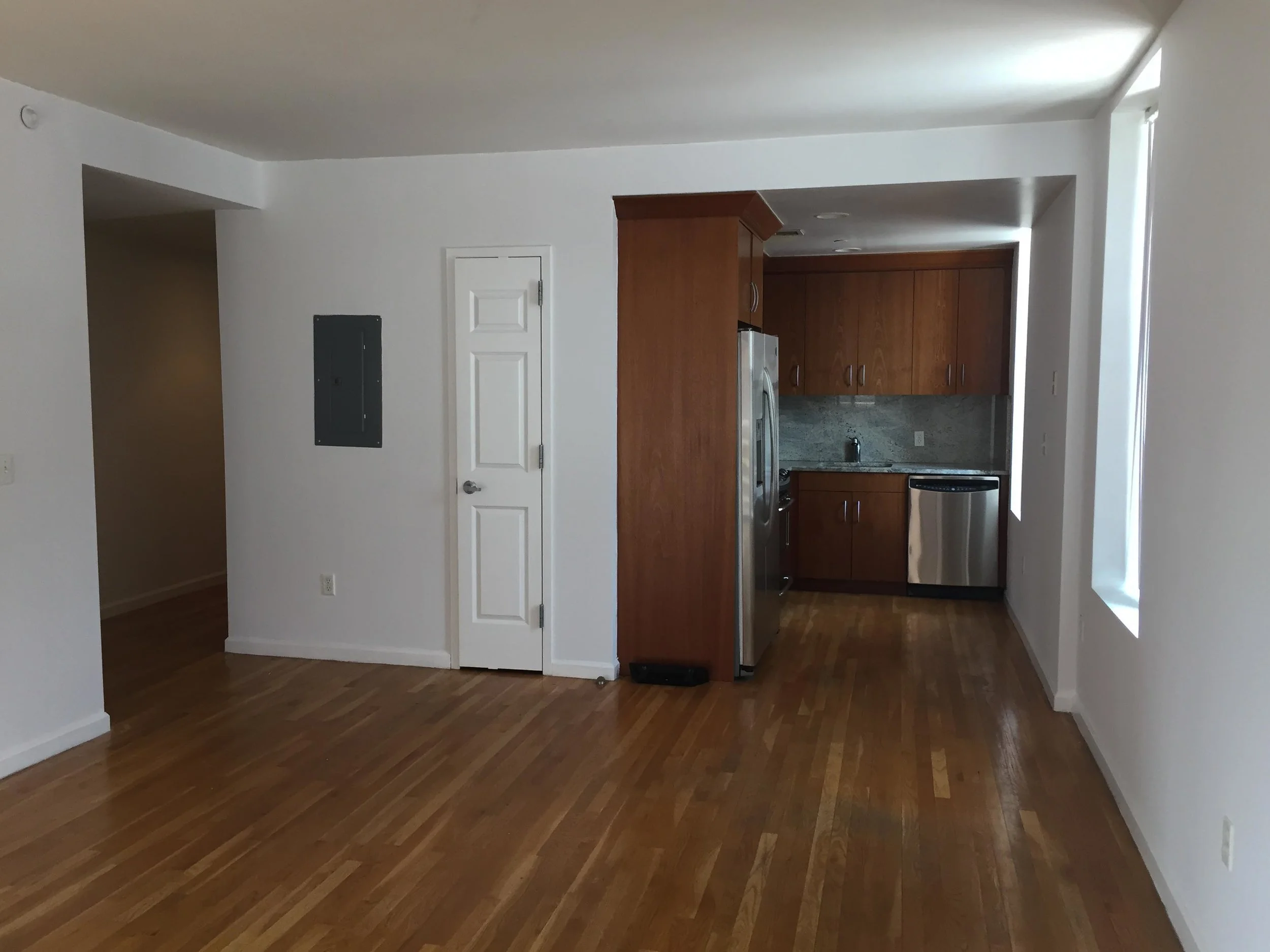 The windows were so dirty that the apartment was about 10 times darker than it is now.