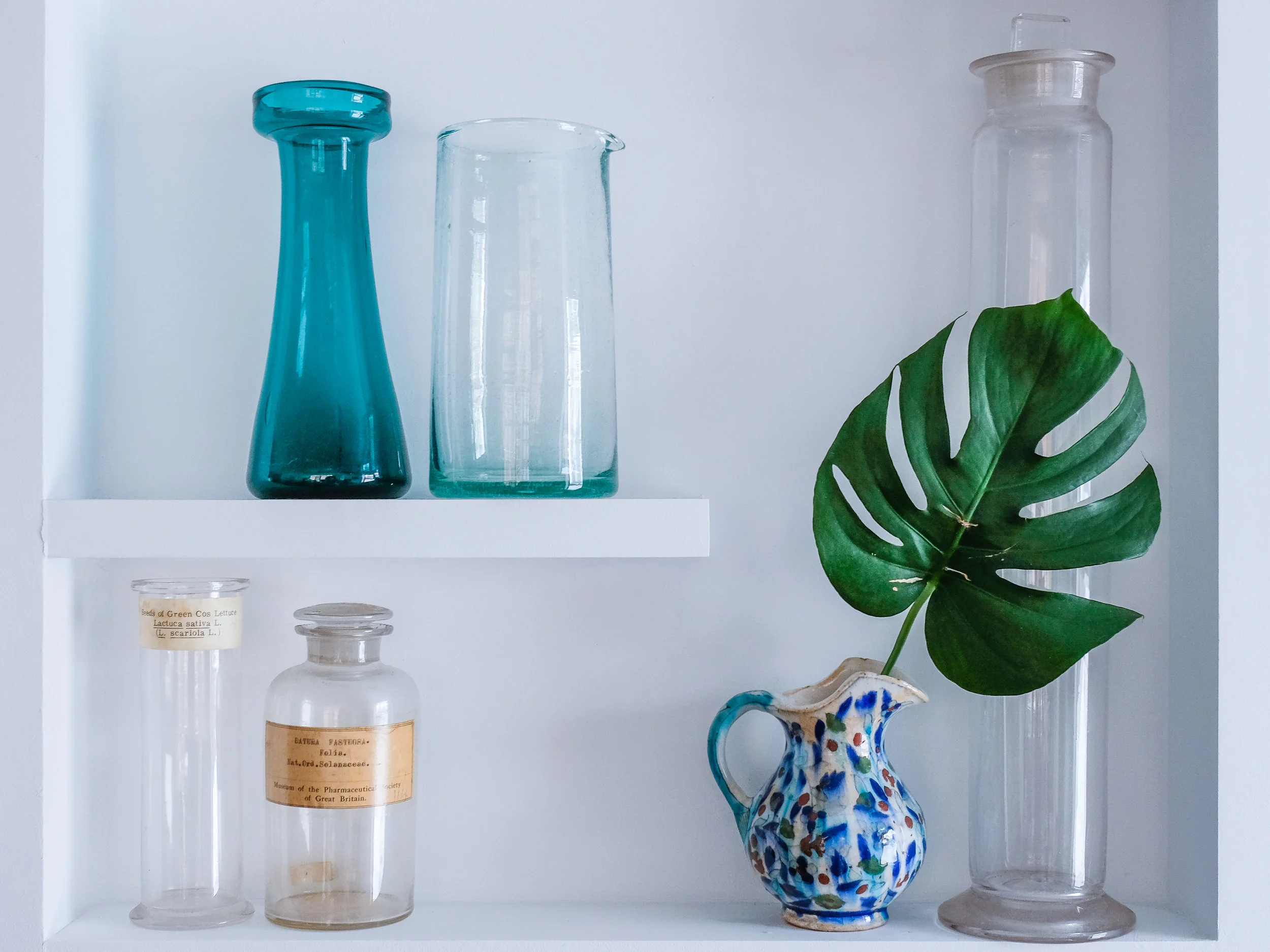 Pops of color on display shelves