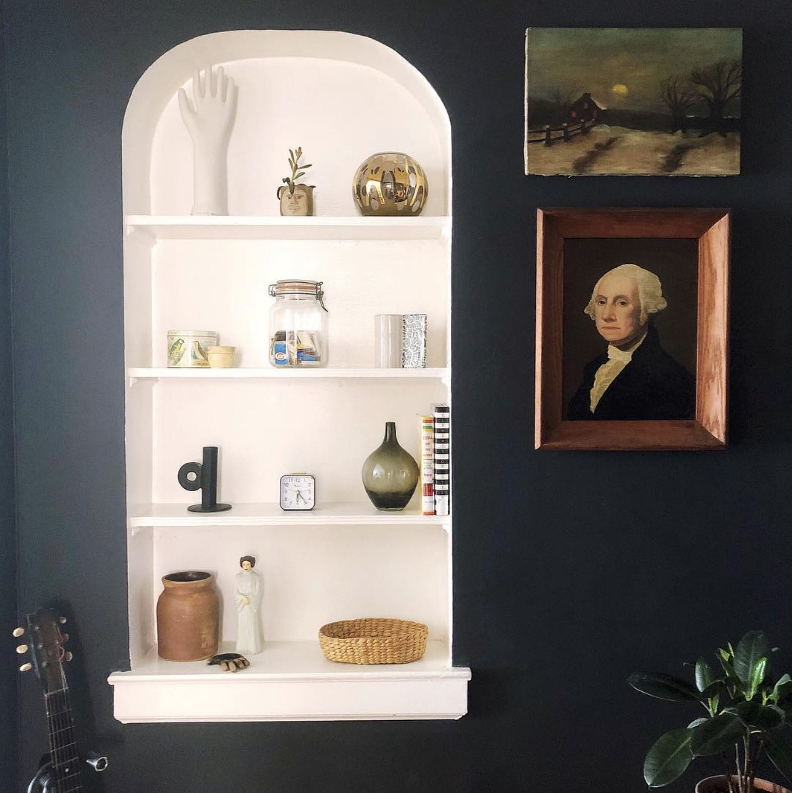 Source . My girl Tiina nailed this shelfie and her hand sculpture is perfection.