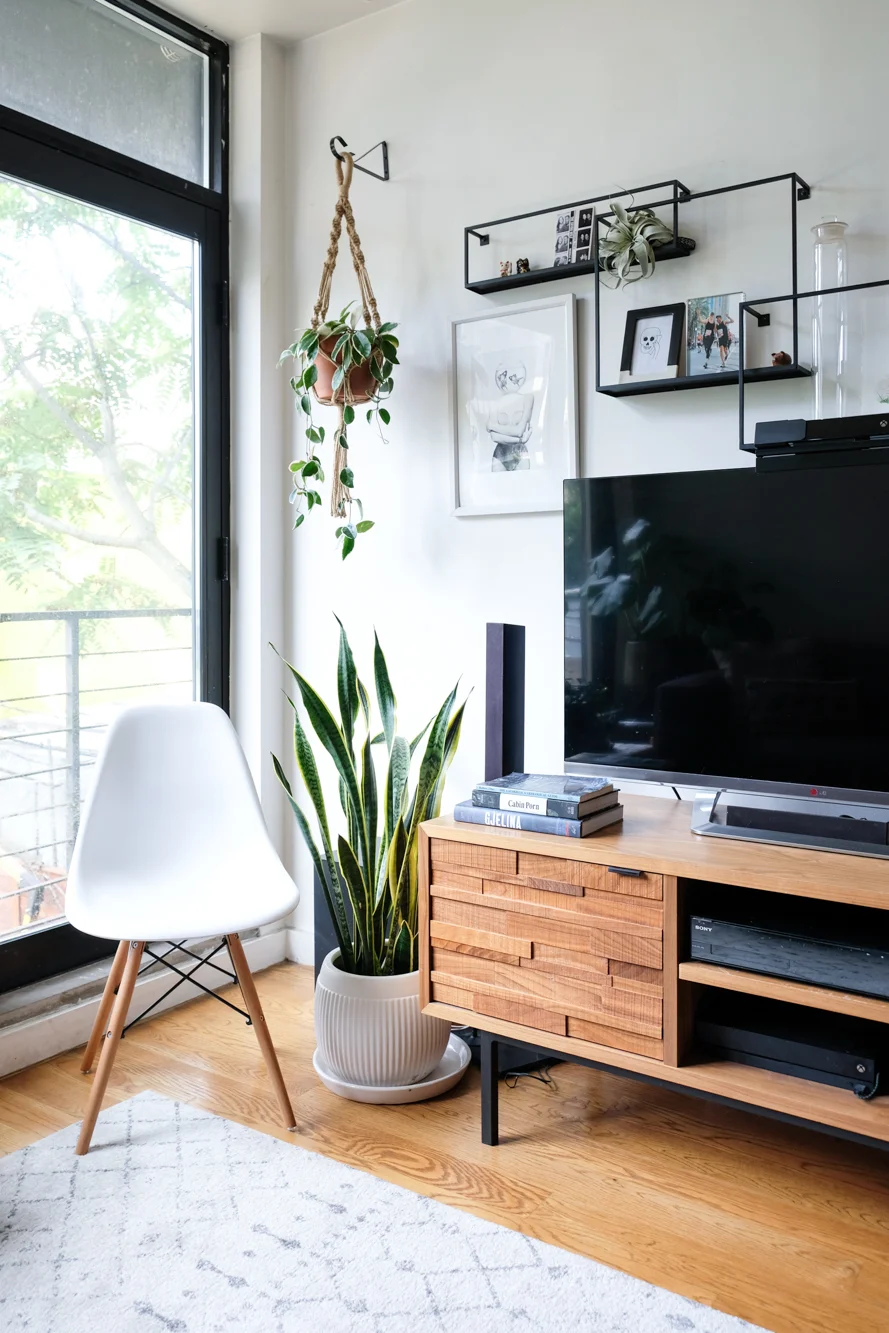 This macrame hanging planter has a starring role in the corner of my current apartment.