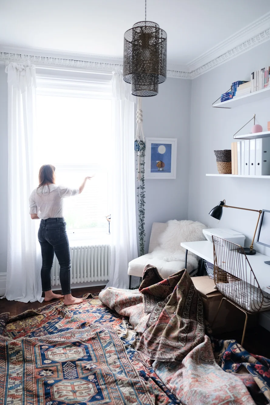 Kelly’s study was rug heaven.