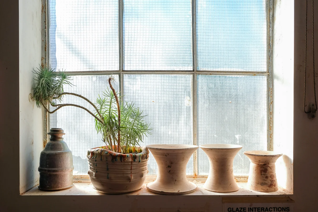 The light streaming through this factory window in the studio was one of my favorite studio moments.
