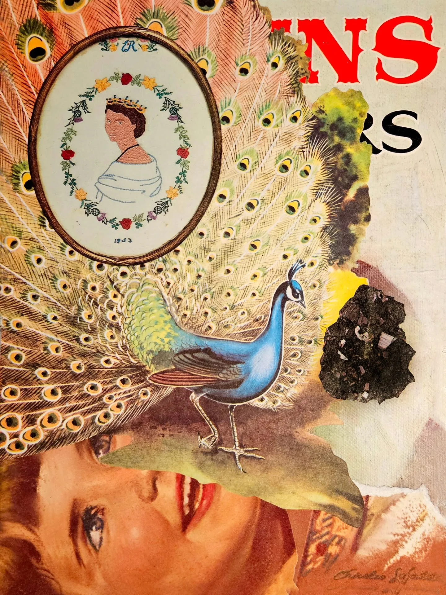 Each time I host one of my monthly collage workshops, I make a demo collage at the start with elements I&rsquo;ve gathered beforehand.

While I&rsquo;m making it I talk about different types of glue, how to apply them, what kinds of glue to use with 