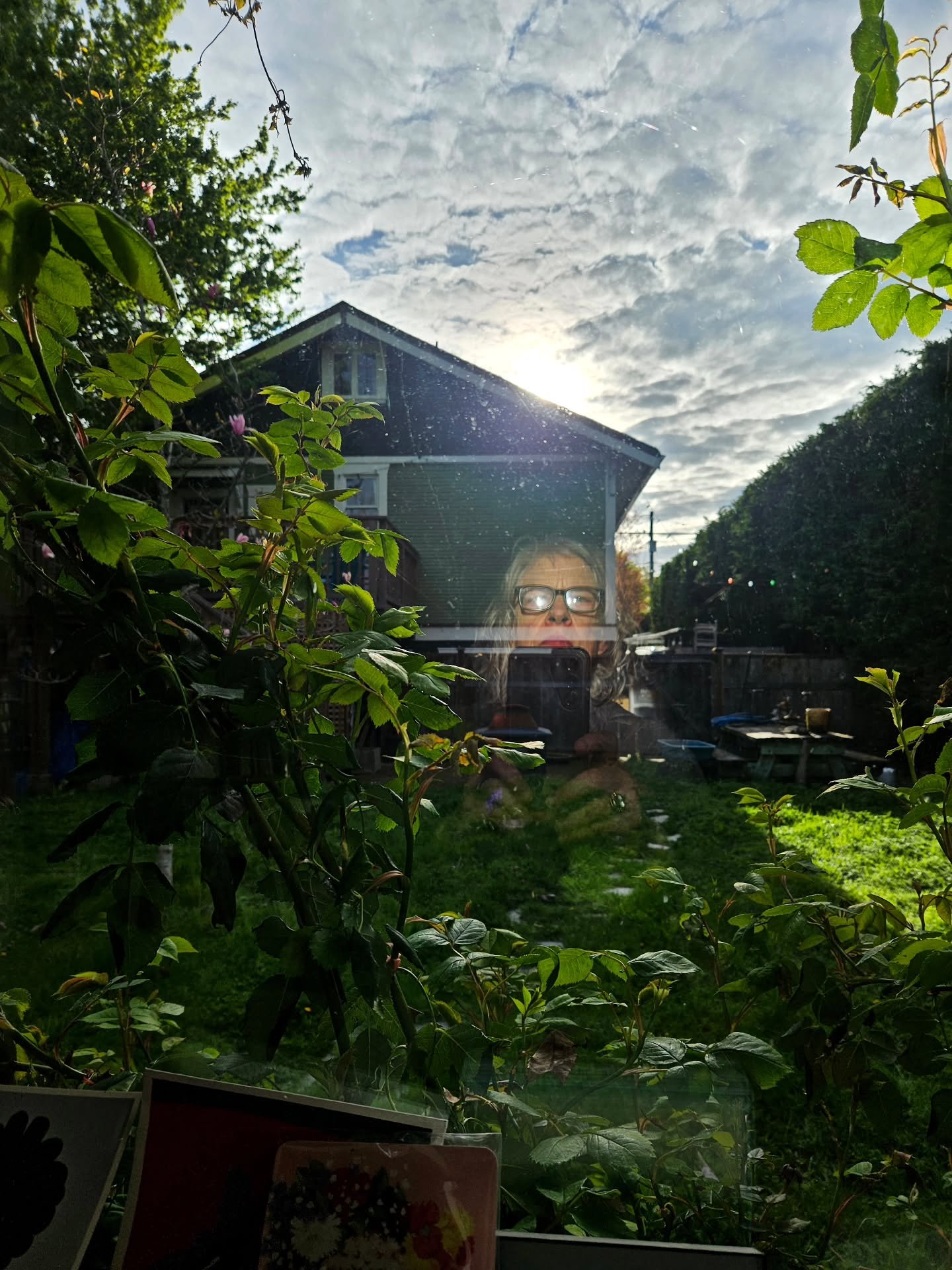 Happy to have come out the studio first thing before a million other things take my attention. I caught my reflection in the window as the sun peaked over the house 👀