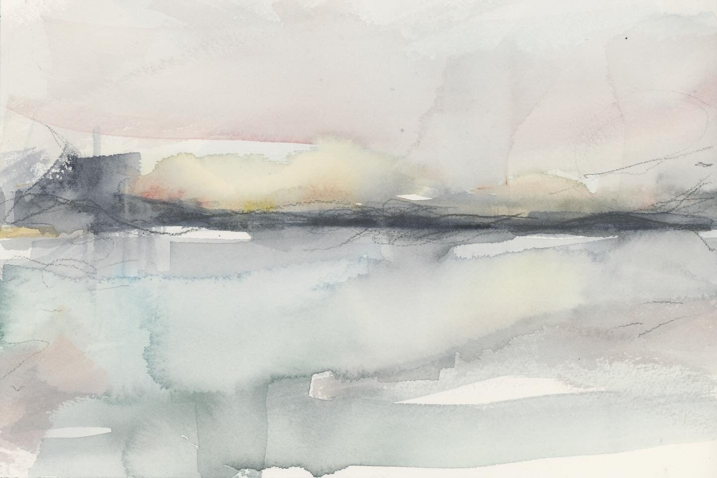 Between the Light and the Shadow 
Watercolor on paper