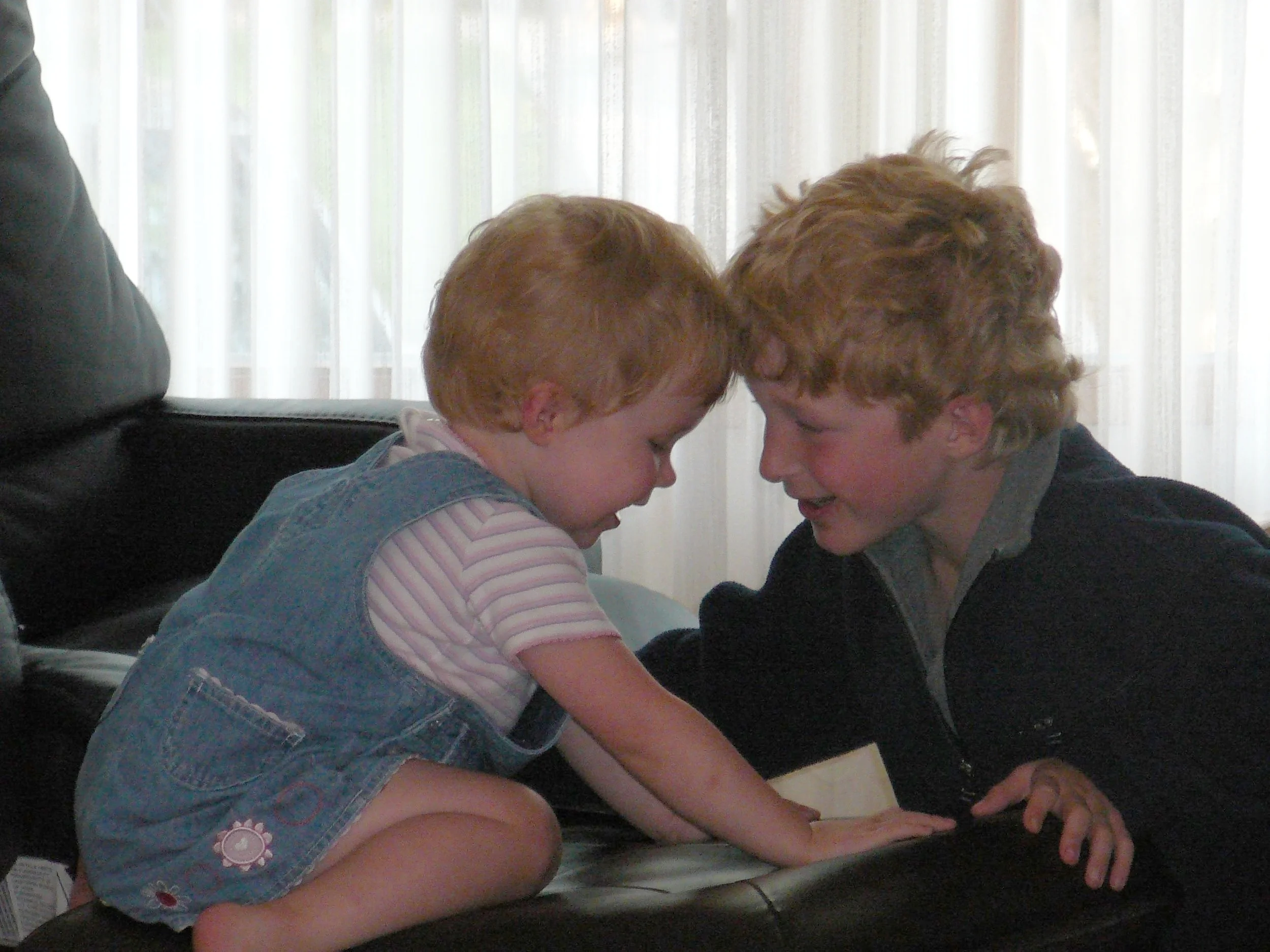 Elan and Ben were the best of friends. He was her protector. The day care we chose was in an elementary school where Ben began kindergarten. One day there came an announcement over the school's speaker system - not day care's - that a coyote had been spotted on the property and that, sadly, recess would have to be indoors. Ben bolted out of his desk and ran through the halls to day care - to make sure his little sister was safe.