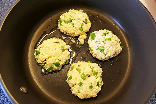 tuna tofu patties in frying pan.jpg