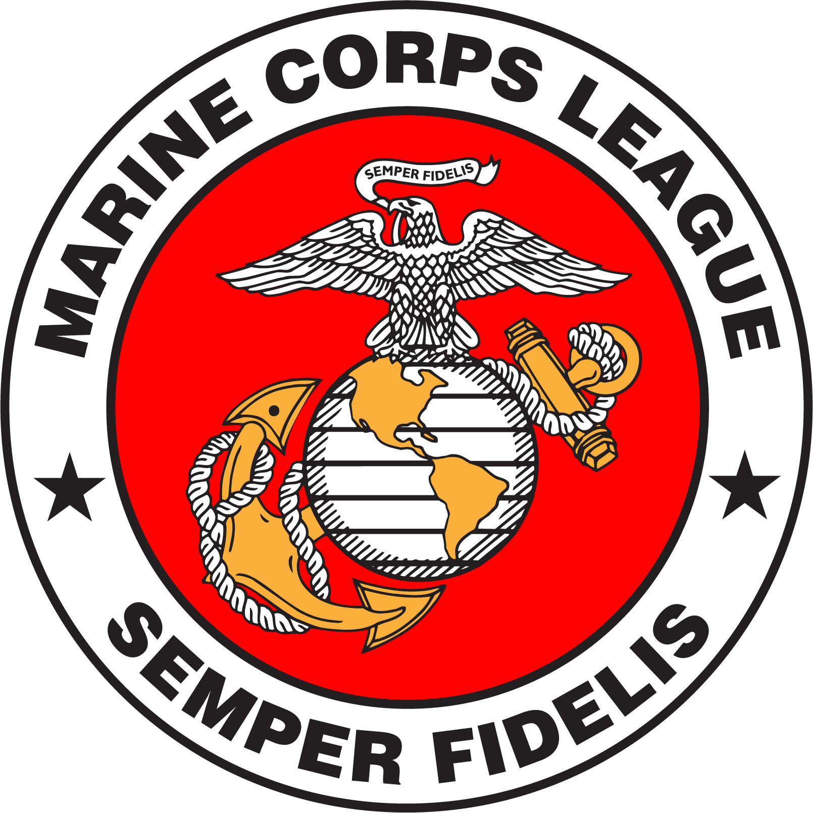 Seal of the United States Marine Corps, featuring an eagle, globe, and anchor, with the Latin motto 'Semper Fidelis' on a banner above the eagle.
