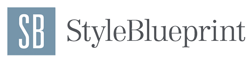 StyleBlueprint logo with initials SB in a blue square and the name written in black text