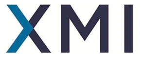 Close-up of a logo with the letters 'X' and 'MI' in dark font.