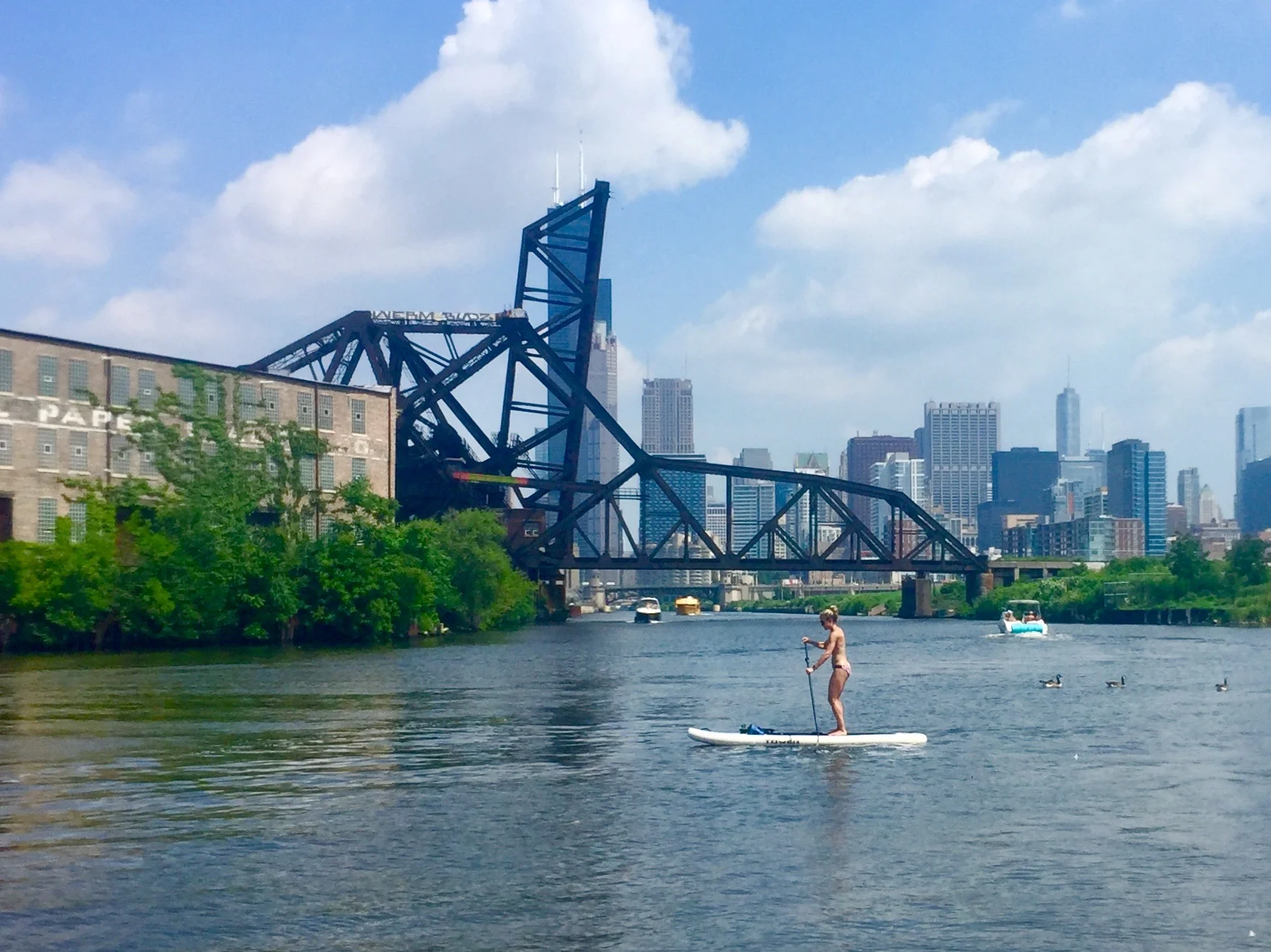 Enjoying a different Chicago skyline view from Ping Tom Memorial Park