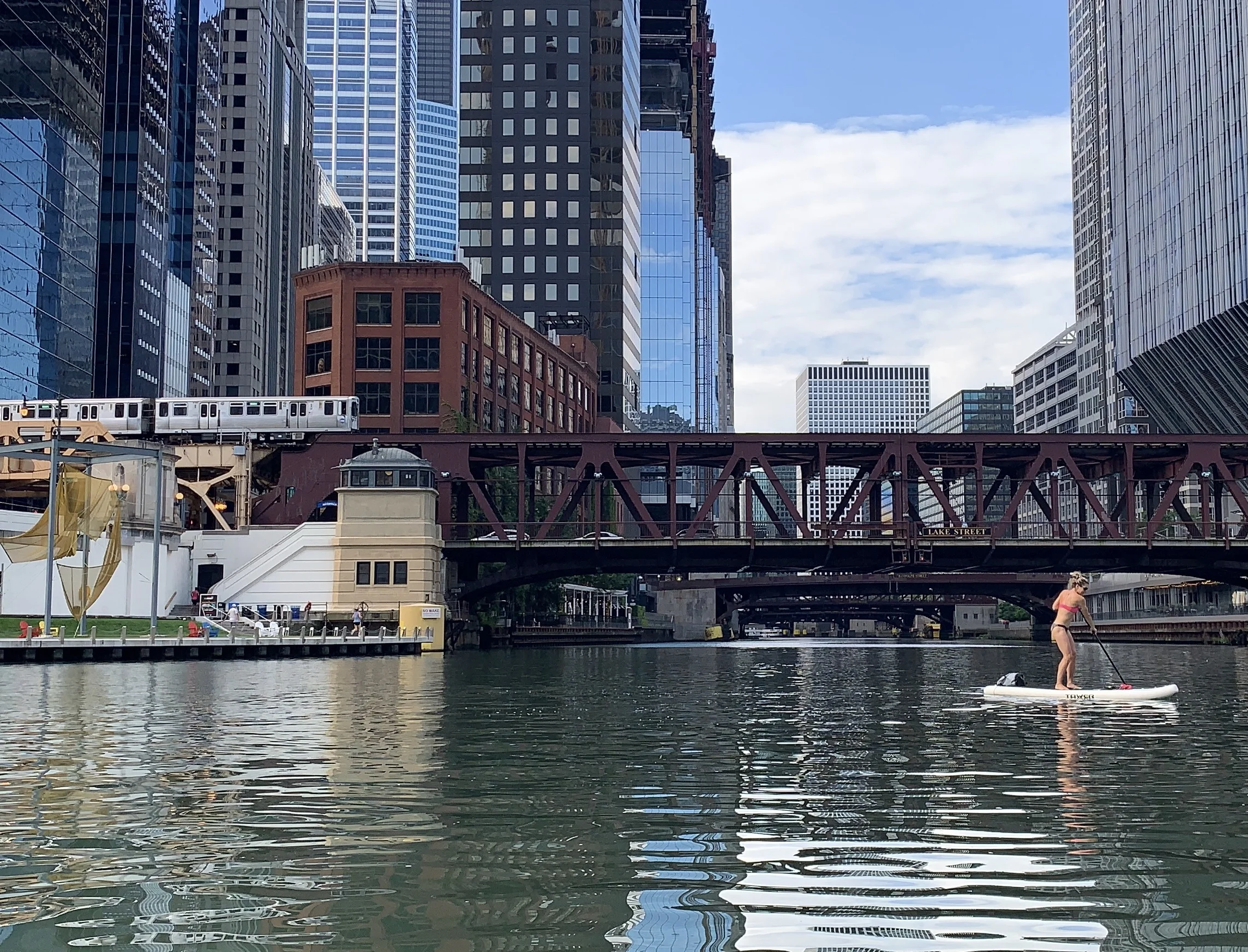 Looking towards the Lake Street Bridge and the South Branch of the river