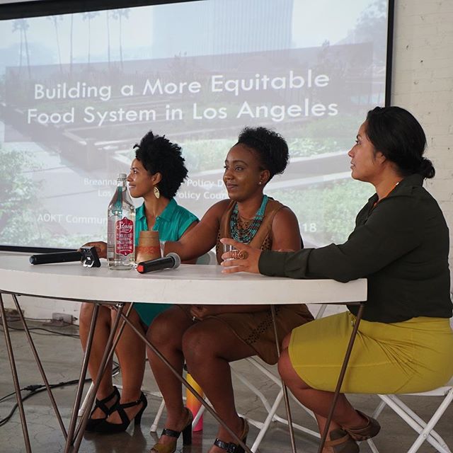 this is what #foodjustice looks like thank you @drebluesbaby for capturing @analenahope @lagoodfood 'a Breanna Hawkins &amp; @lurnetwork 's Azusena Favela at #aoktsymposium last month, sharing their important policy and equitable #foodsystem work in 
