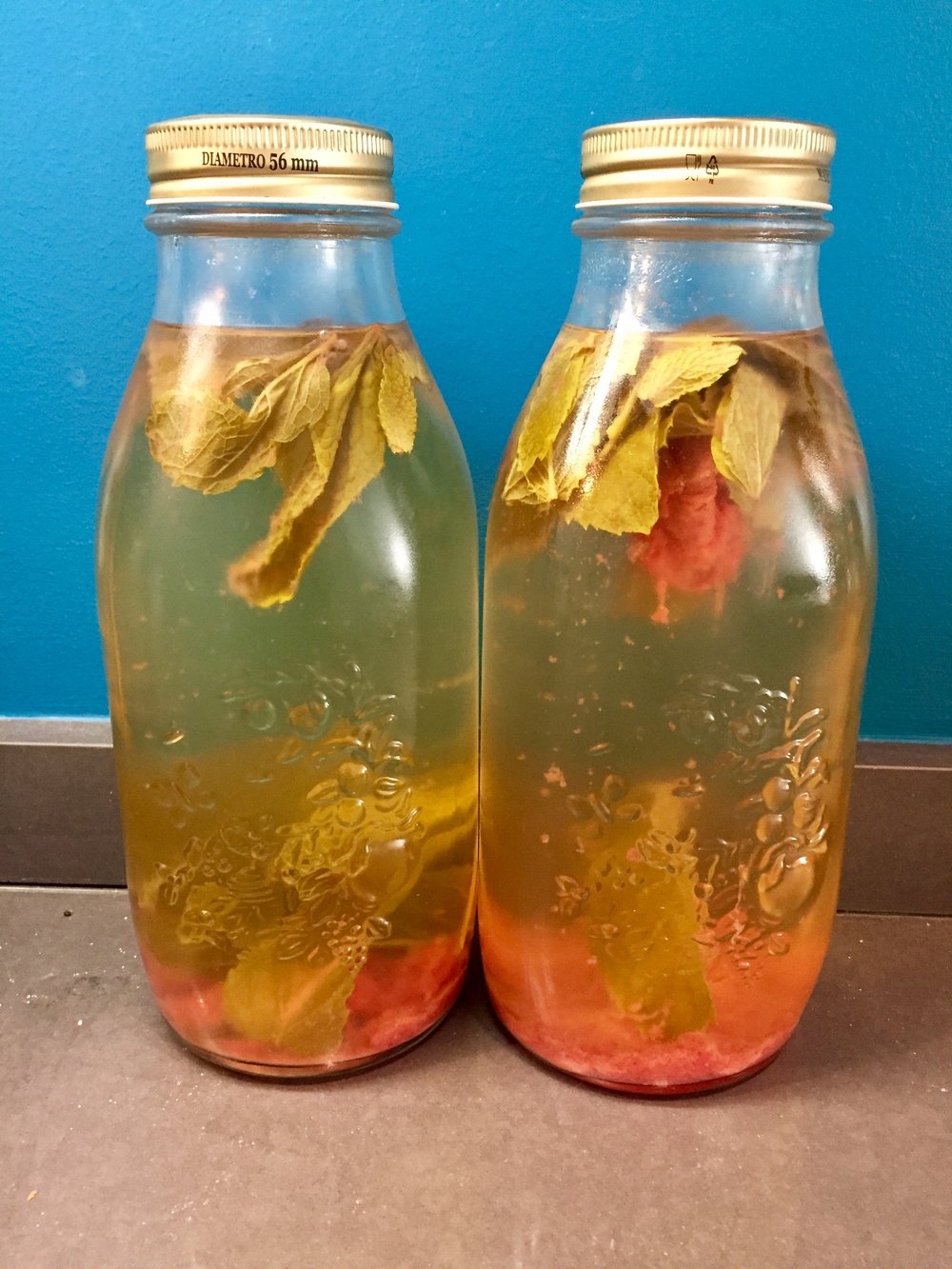 2nd brew in closed bottles with fruit & herbs