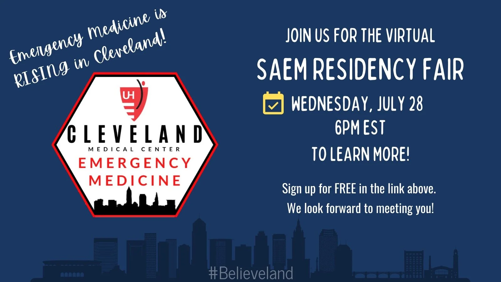 SAEM Residency Fair TONIGHT (7/28) at 6pm EST. Learn More About Us!!