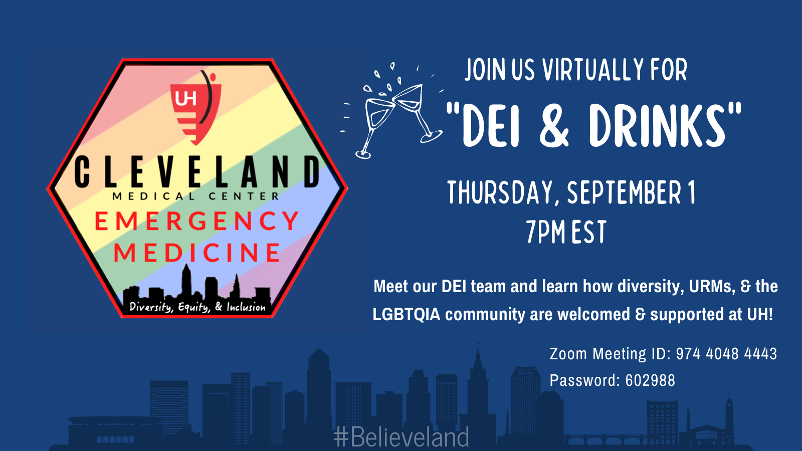 DEI &amp; Drinks! for EM applicants on Sept 1! 