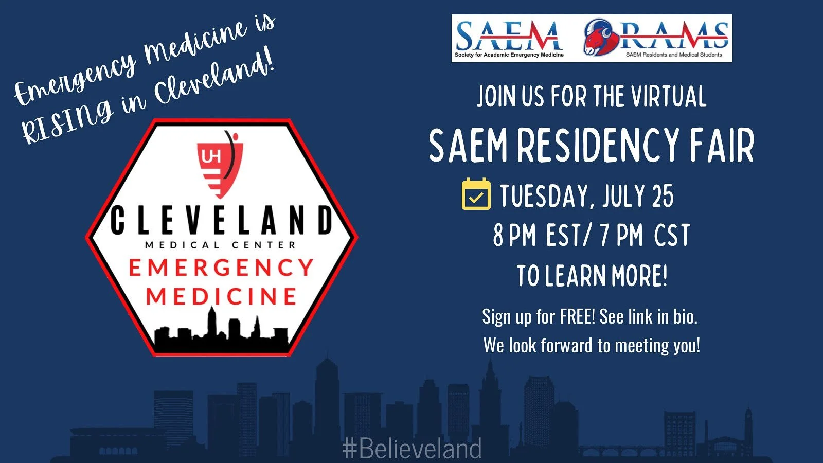SAEM Residency Fair July 25 at 8pm EST