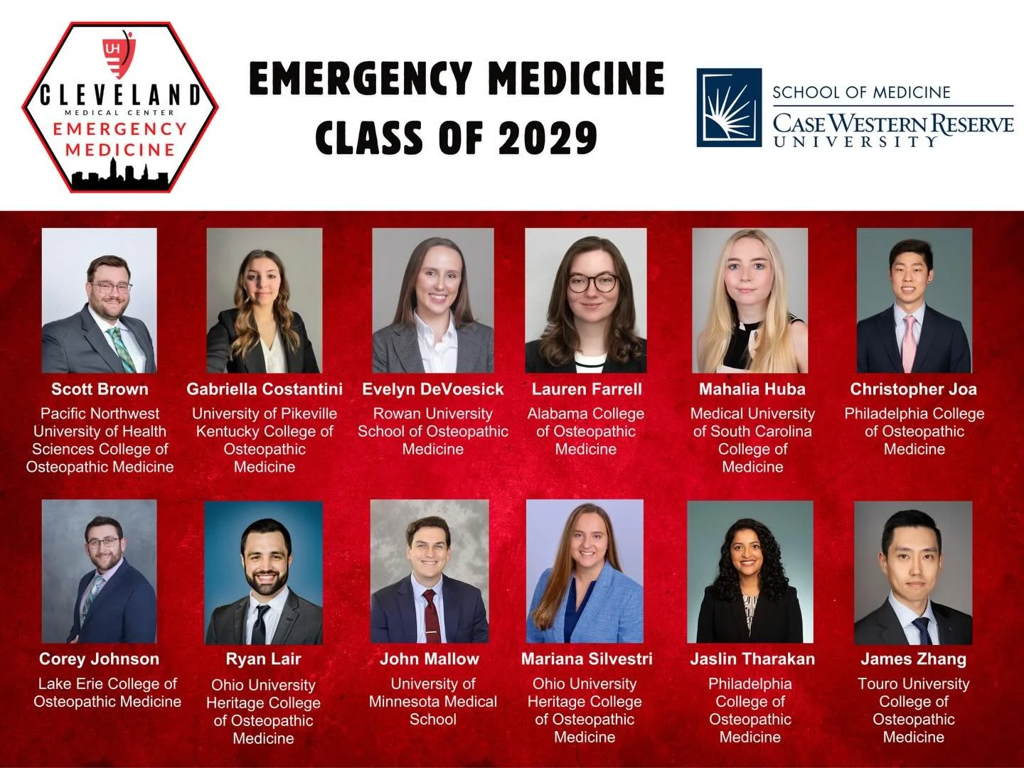 WELCOME CLASS OF 2029!!! We are SO excited to have you join our team and the UH CMC EM family! ❤️🖤🎉💊🩺

#TheLandofEM #believeland #CLErising #matchday2026 #matchdaybestday