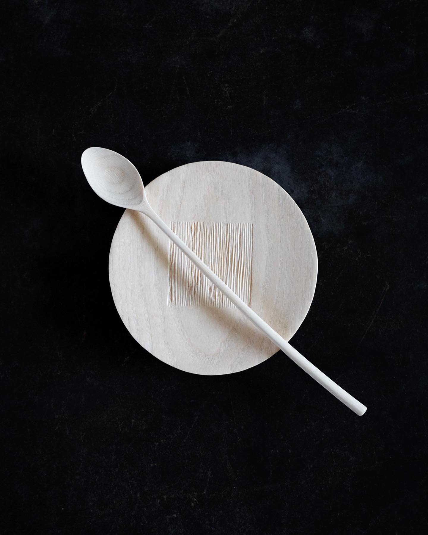 Textured plate and a spoon. Carved out of ash wood.