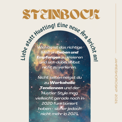Frau horoskop liebe steinbock 2021 Horoskop Steinbock