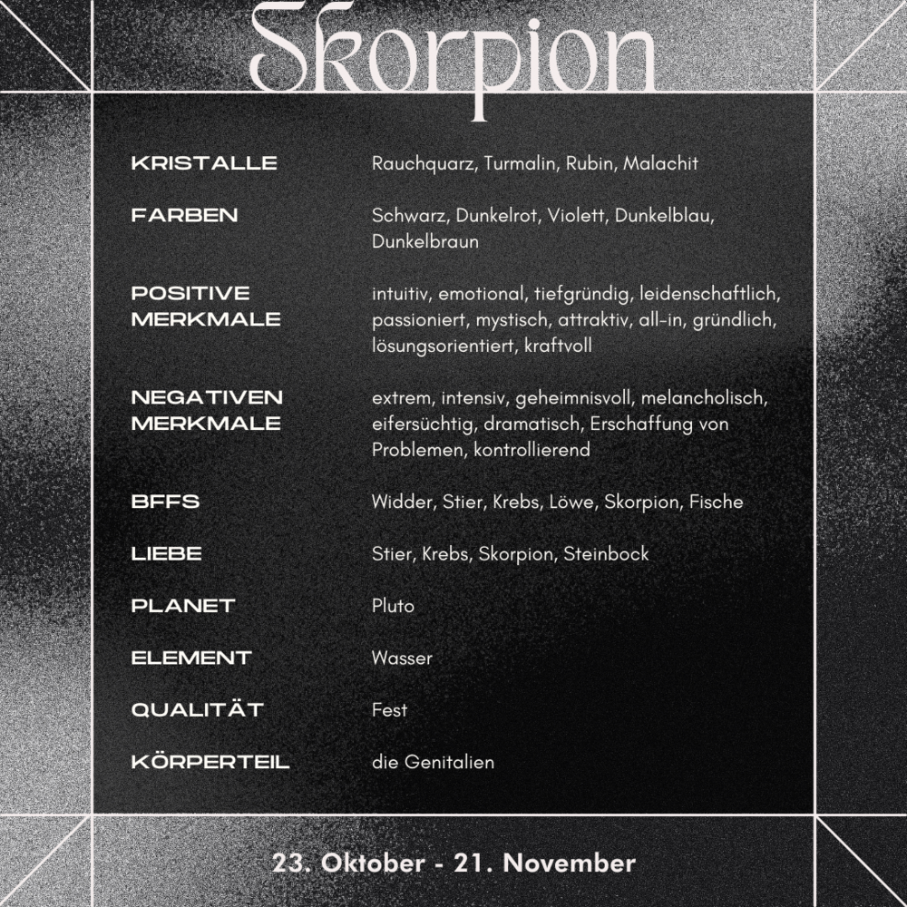 Eigenschaften sternzeichen mann skorpion Der Skorpion