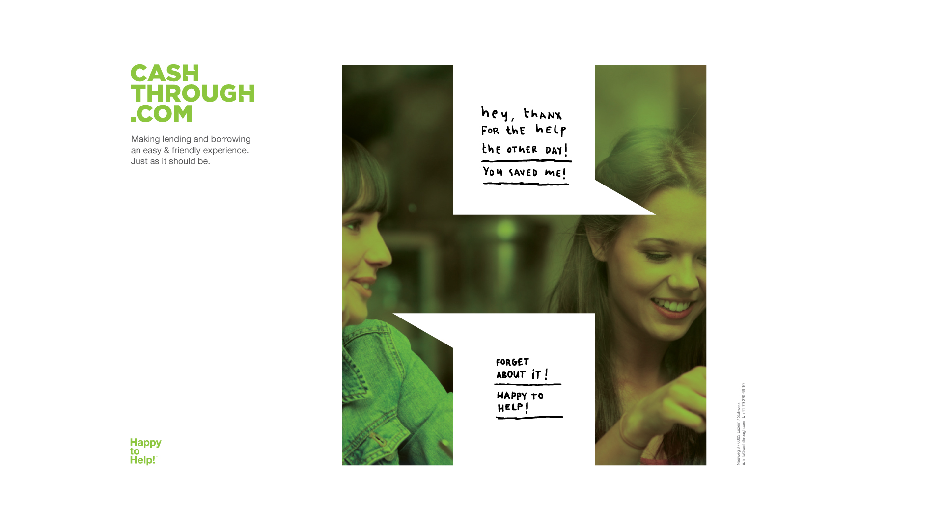 Inner white space of the logo-mark, together with those cuts form the shape of speech bubbles which creates a conversation and gives a human touch to the overall identity.