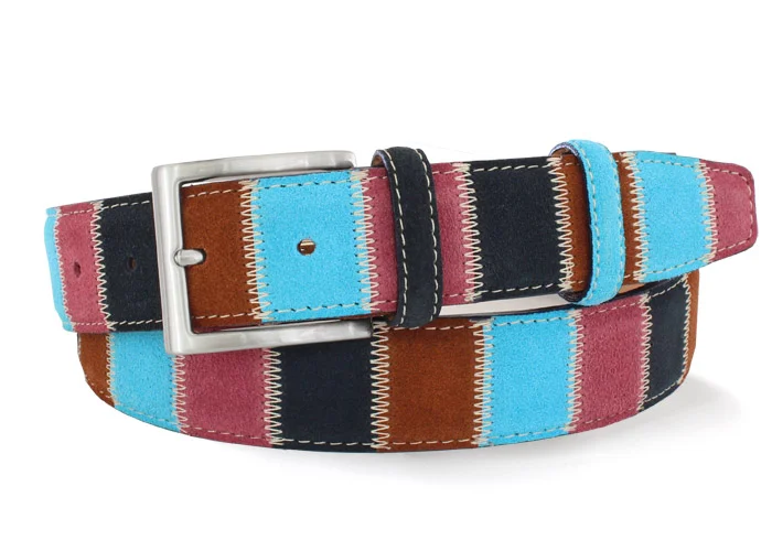 1634 navy/ice/tan/fuchsia - Suede Patchwork