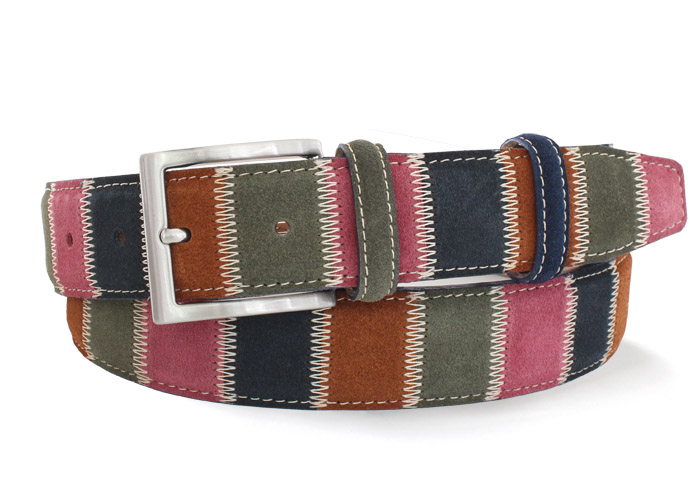 1639 fuchsia/brown/navy/khaki - Suede Patchwork