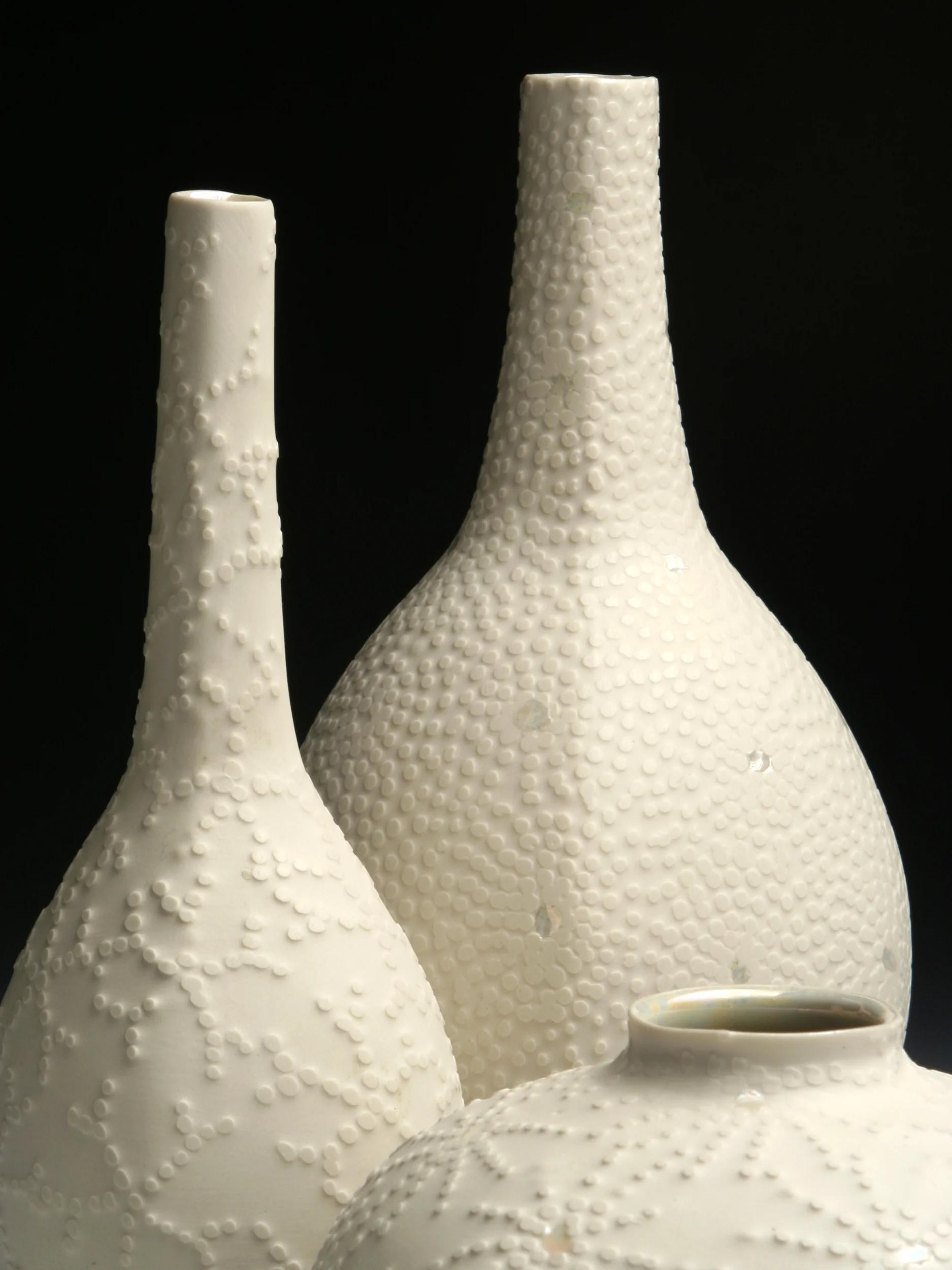 Drop Vases, Slip-cast semi-porcelain, water-etched