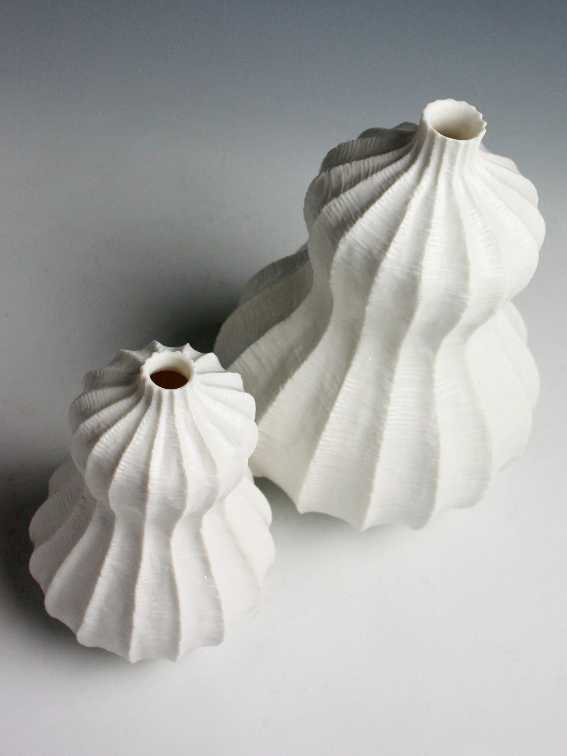 Pair of Gourd Vases, 2011. Thrown and carved porcelain, height 19cm