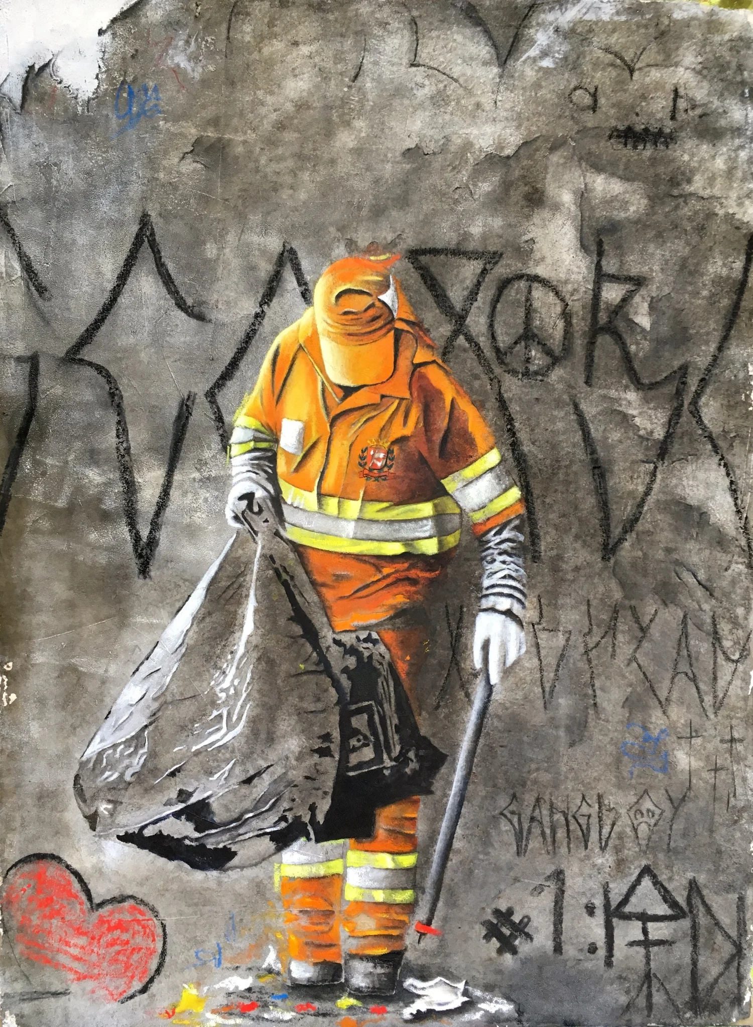 Cement - coating - acrylic - pastels on Kadhi papel Concreto com resine – massa corrida - acrilico, giz no papel Kadhi 78 x 56 cm