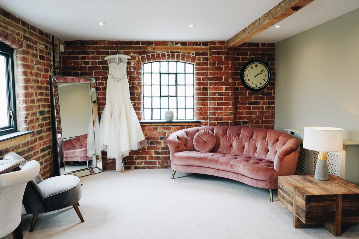 Bridal dressing room in Derbyshire wedding venue