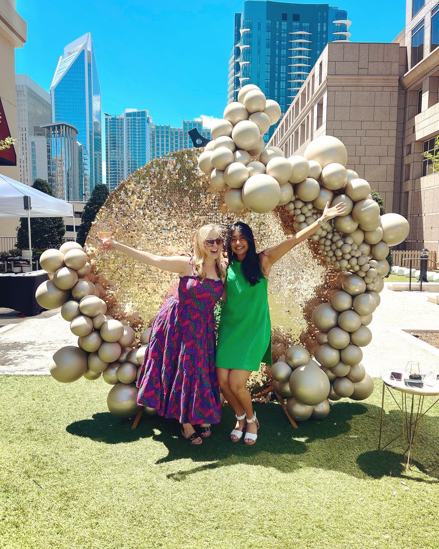 Celebrating another great @cltwineandfood Week in the books. Meet my newest #sidekick and #partnerincrime @shreyagangaram. So proud of how she rose to the occasion this week! Thanks to @alldaysoireeclt for this fun photo backdrop at our Sunday bubble