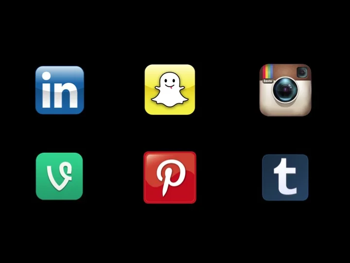 A set of six different mobile app icons