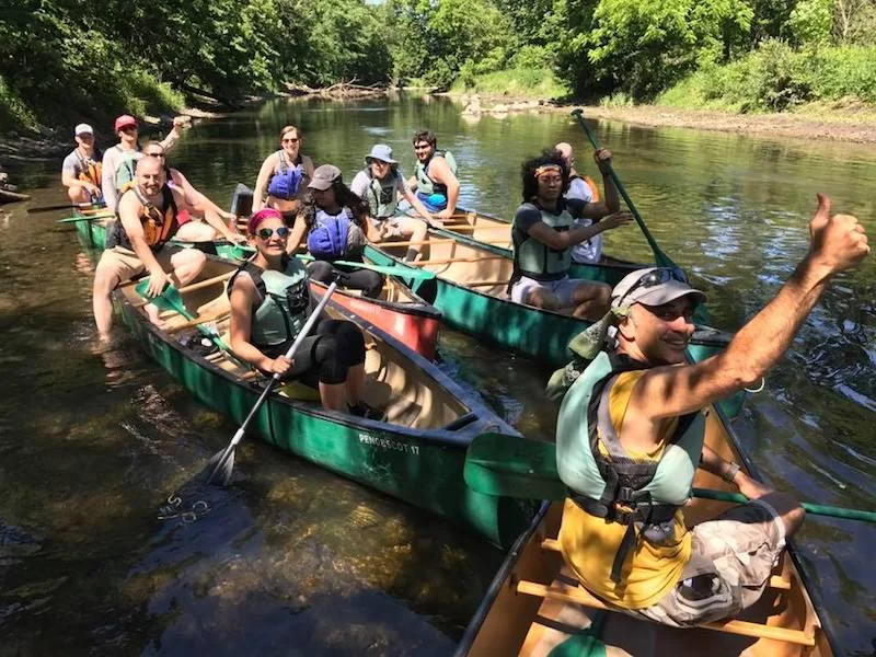 For Marco Benassi, taking his speech students canoeing is all part of helping them study communication. Photo courtesy of Marco Benassi.