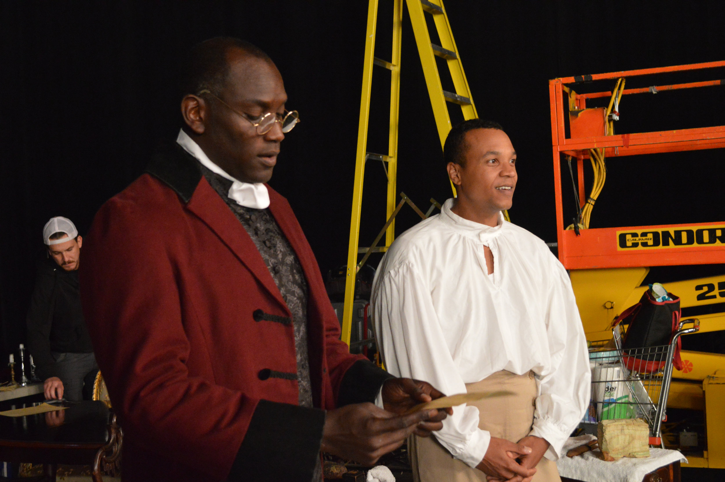 Actor Shawn Durham (left) dressed as Thomas Jefferson, and actor Marcel Ames (right) as one of his many roles.jpg