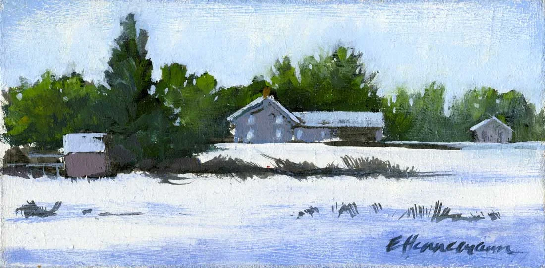 Rae Road | Conc 8 | Mississippi Mills | acrylic on wood | 3" x 6" | a lifetime of creating art gave me 30 minutes to paint this wee painting