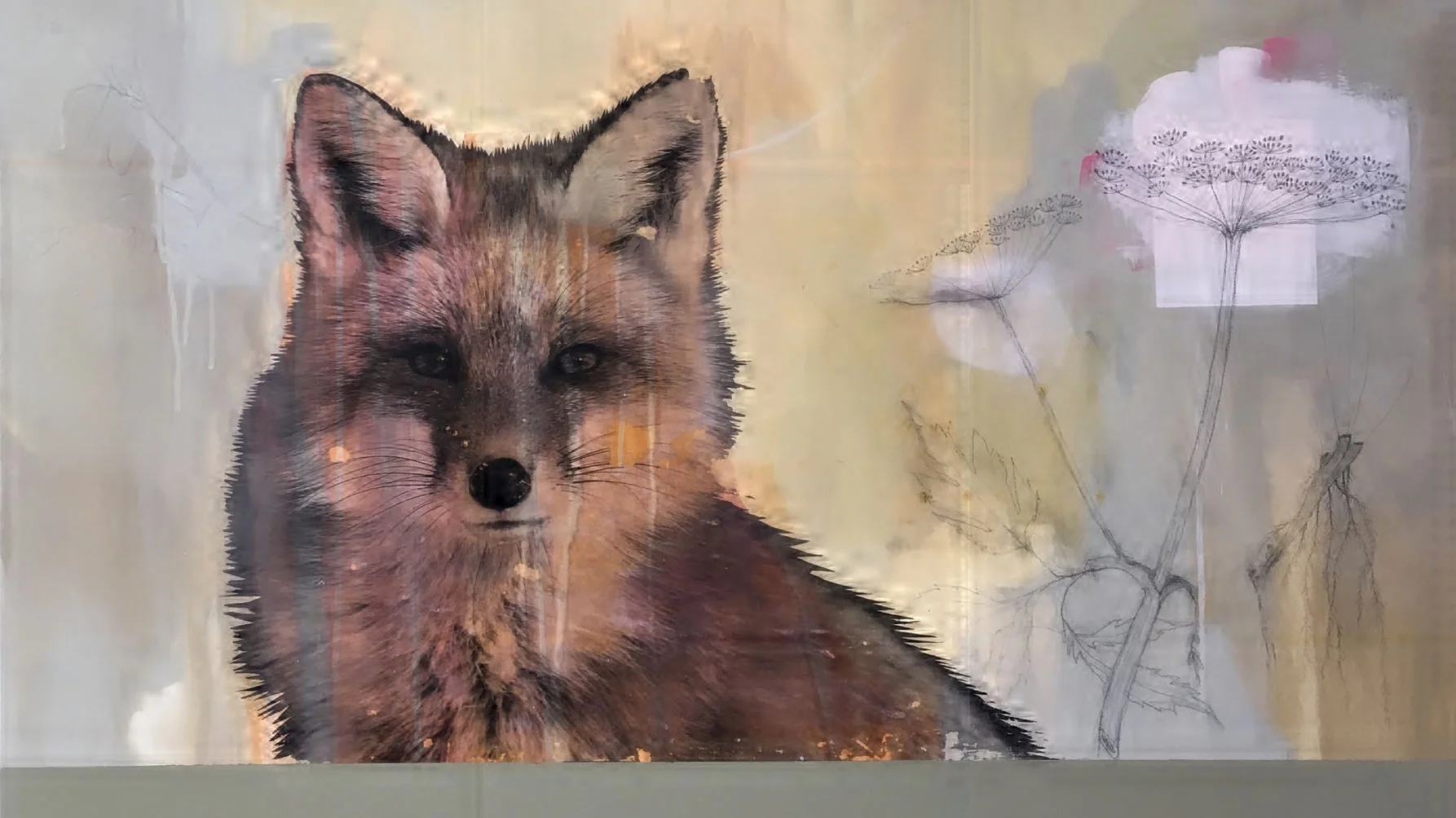 Spring Fox (Detail) | 36”x48” | Mixed Media on Canvas | SOLD