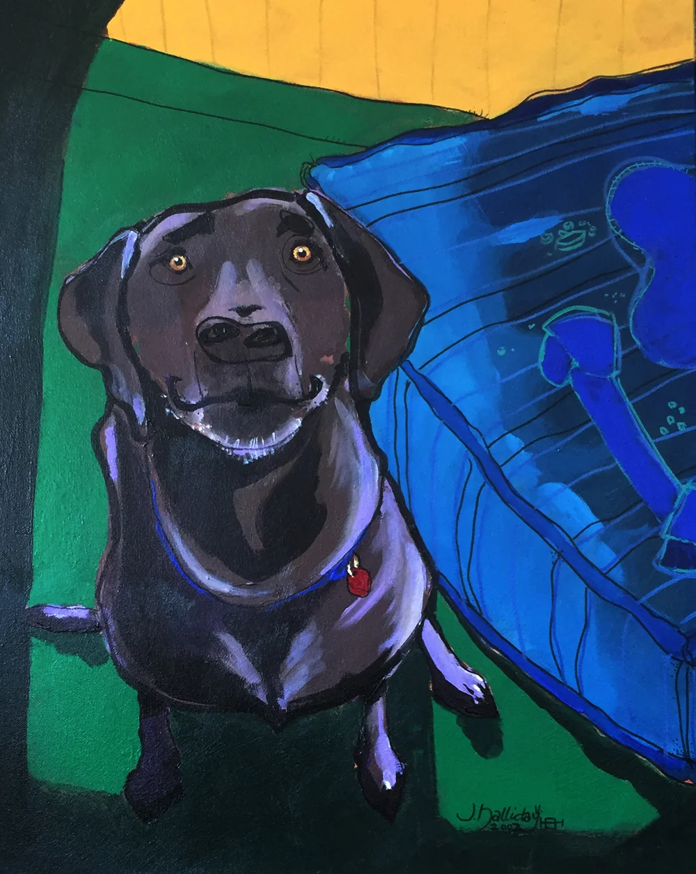 Chocolate Lab | Acrylic | Canvas | 16” x 20” | Commission | SOLD Custom commissions are available for private, commercial and beloved pet portraits.