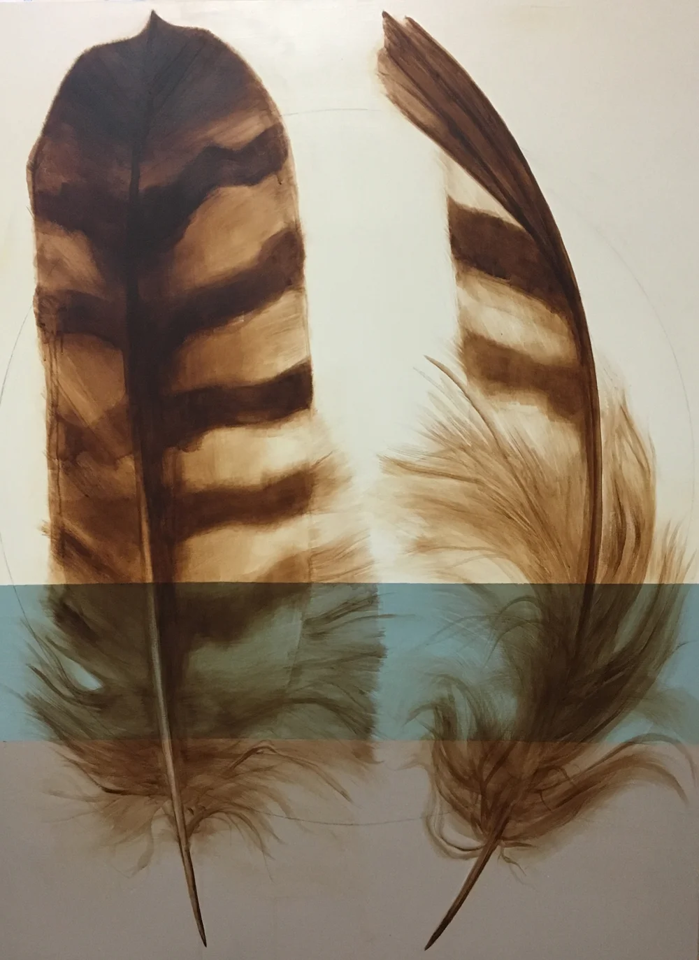 Hawk Feathers with Blue Stripe | 36”x48” | Acrylic on Canvas | SOLD