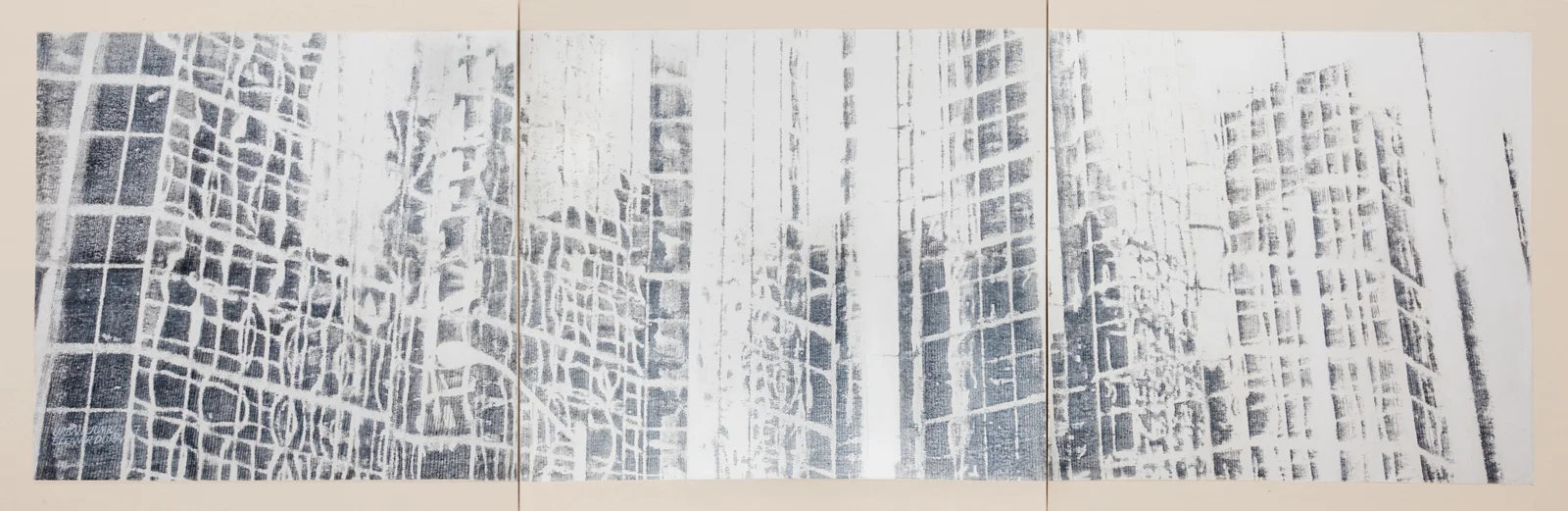Urban Jumble 7 triptych 183x61cm mixed media on canvas 