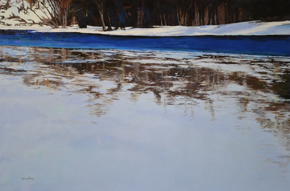 Ice on the Mississippi River | 36” x 24” | acrylic