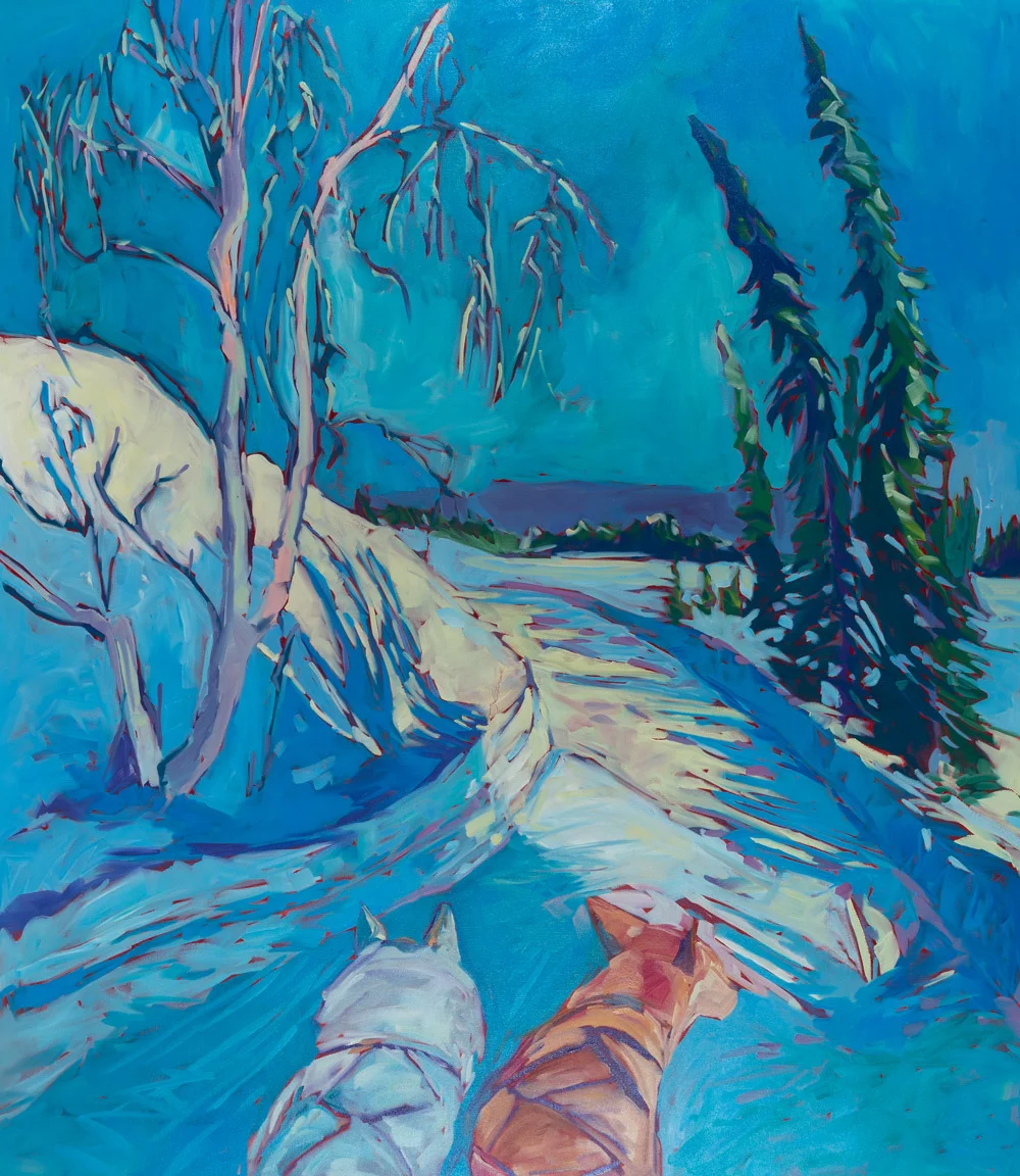 Kenzie and Mooka on Niven Trail, Yellowknife NT | 42”x48” | Oil on canvas | $3,200