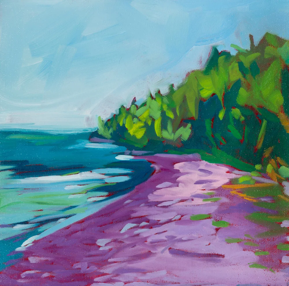 Beach on Porphyry | 10”x10” | Oil on canvas | $350