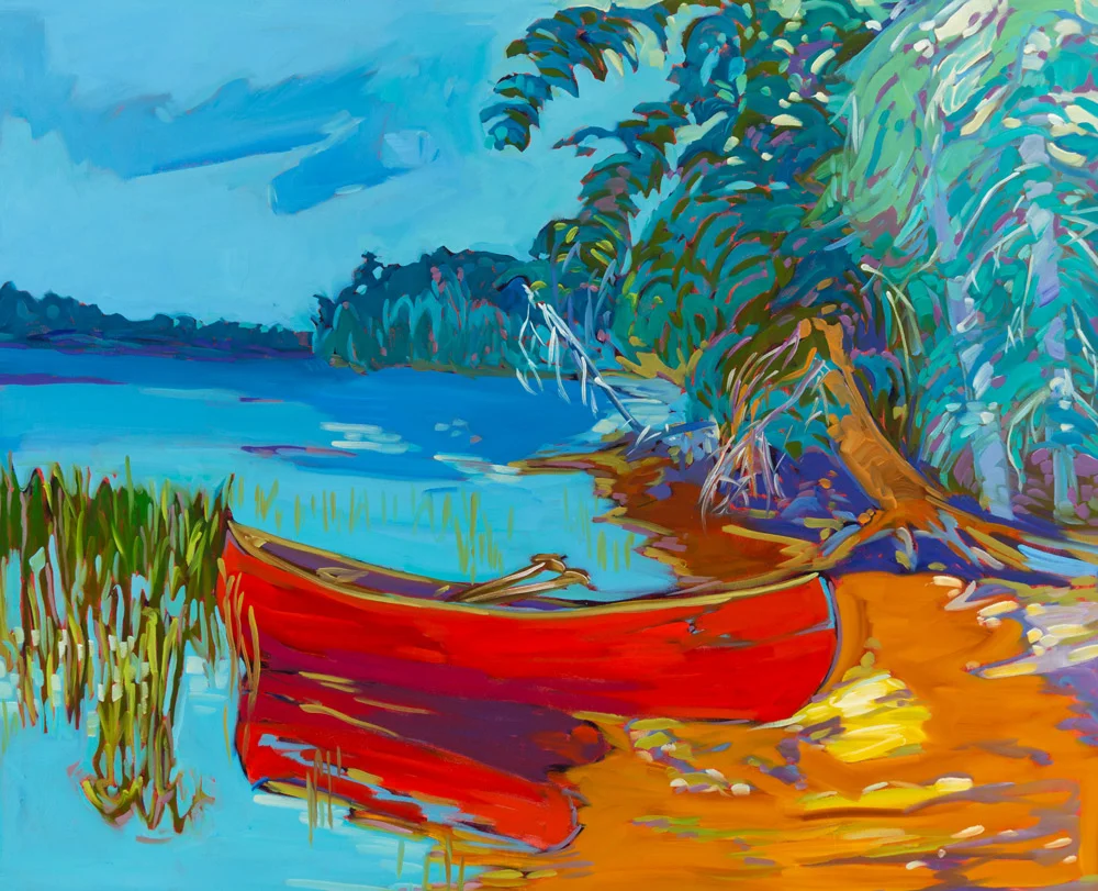 Red Canoe at Taylor Lake | 32”x40” | Oil on canvas | Sold