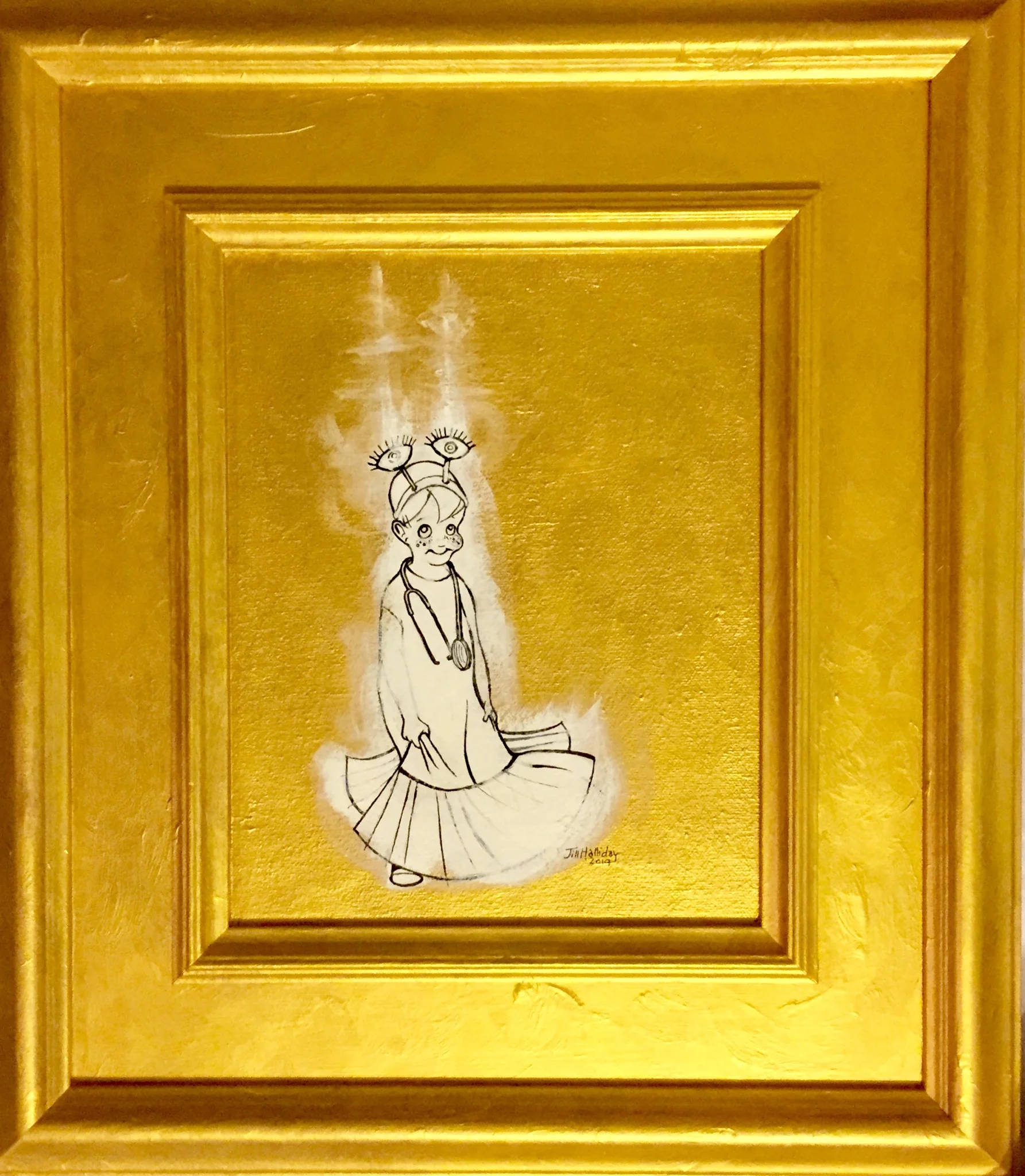 Maeve The Brave (Gold Series) | Ink and Acrylic | Board | 8”x 10” | Framed | SOLD